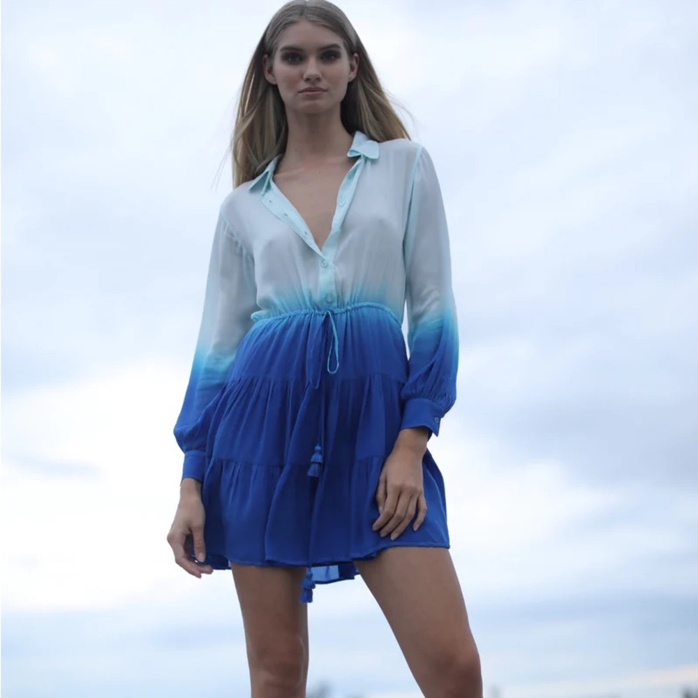 KARINA GRIMALDI BAY OMBRE MINI DRESS - ROYAL